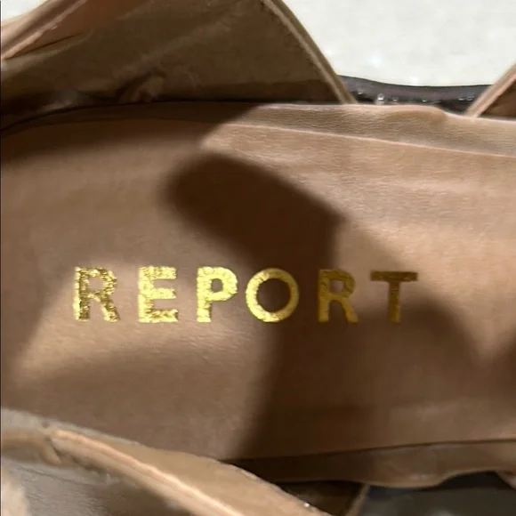 Tan Ankle Boots with Strappy Design and Chunky Heel - Picture 5 of 8